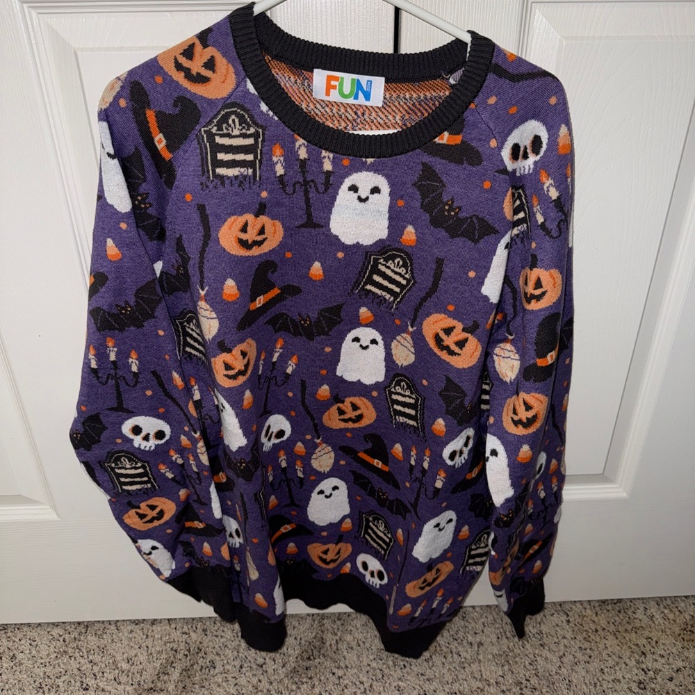 Halloween Ugly Sweater Ghosts and Pumpkins NWOT Unisex Large shirt